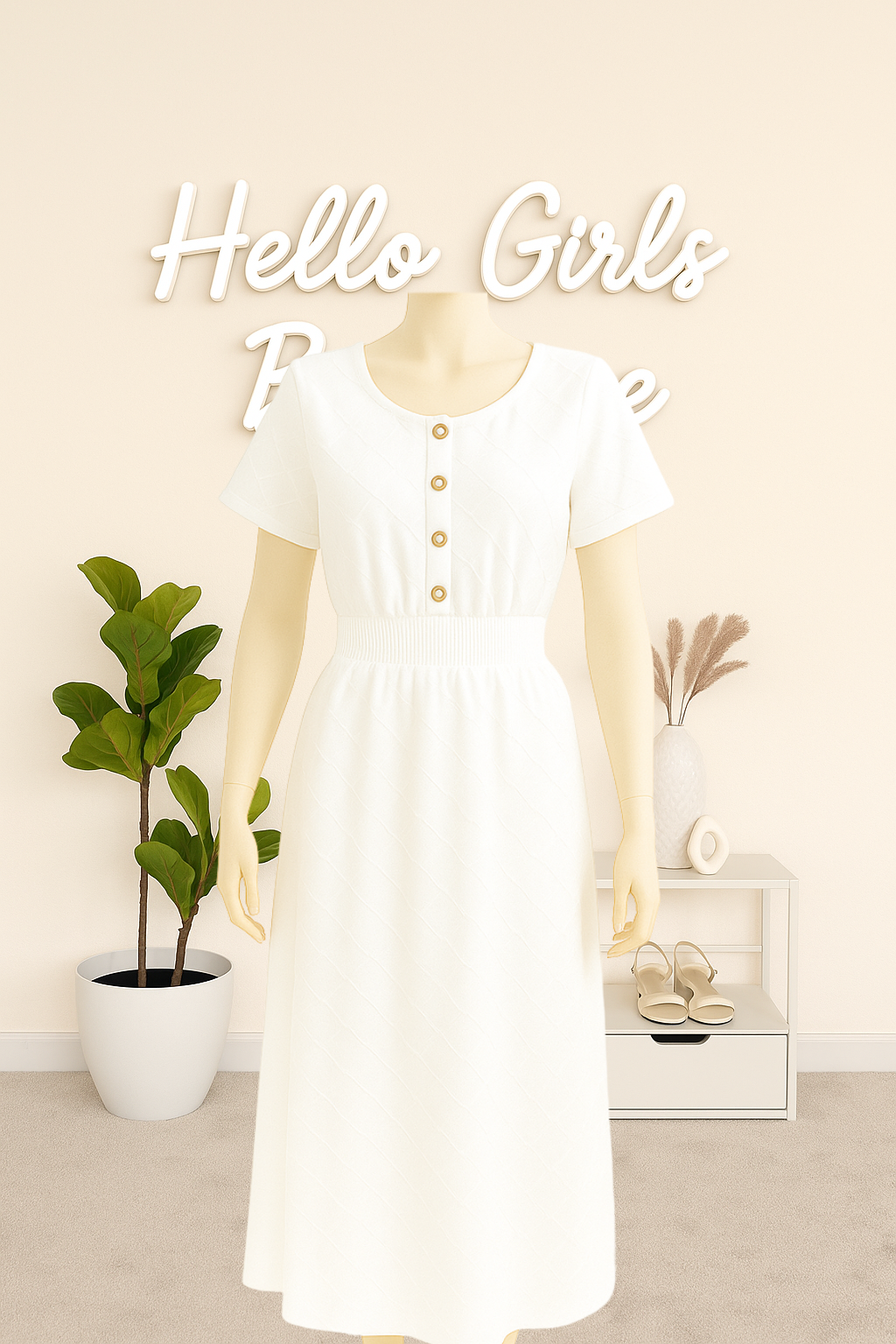 Short Sleeve Casual Smocked Waist Dress