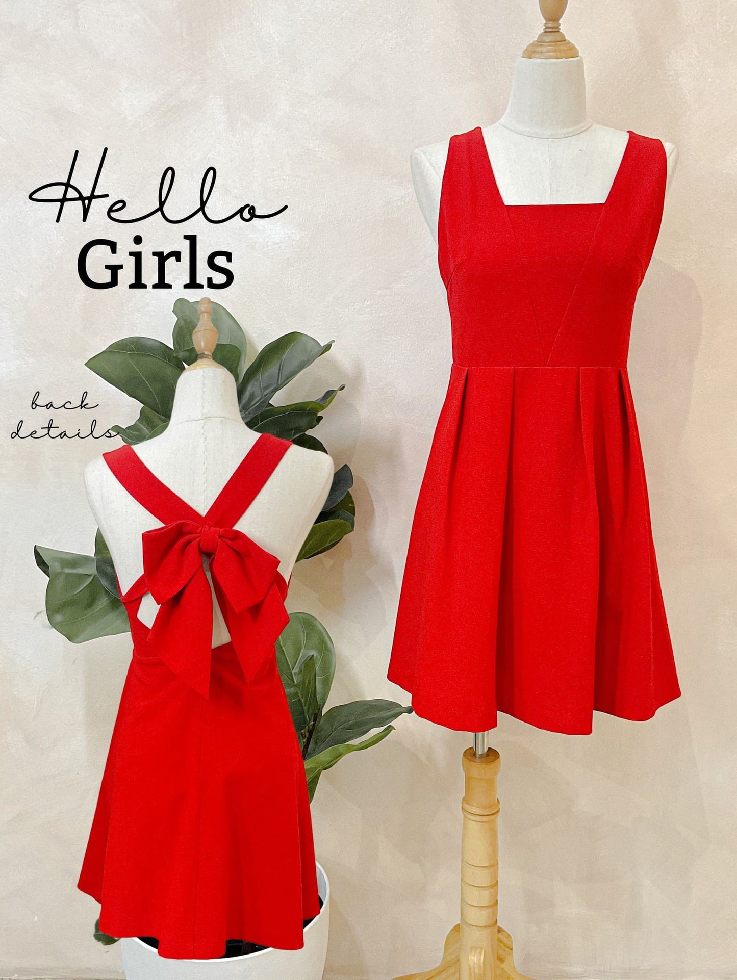 Red Fit & Flare Dress with Back Bow