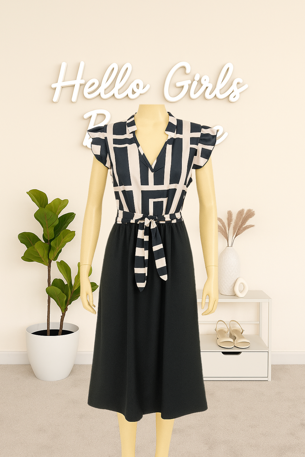 Women's Geometric Print Midi Dress