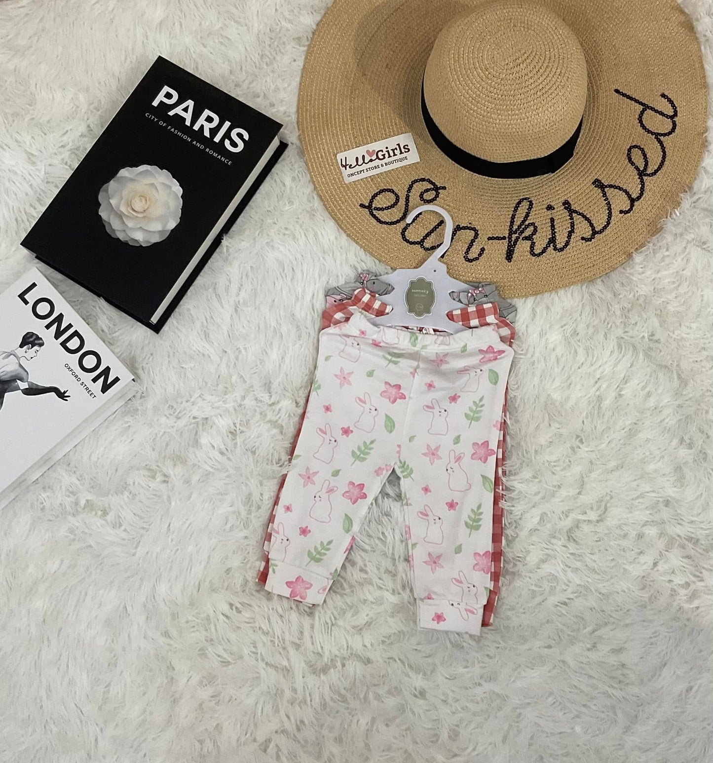 Bunny & Floral Print with Gingham Accent
