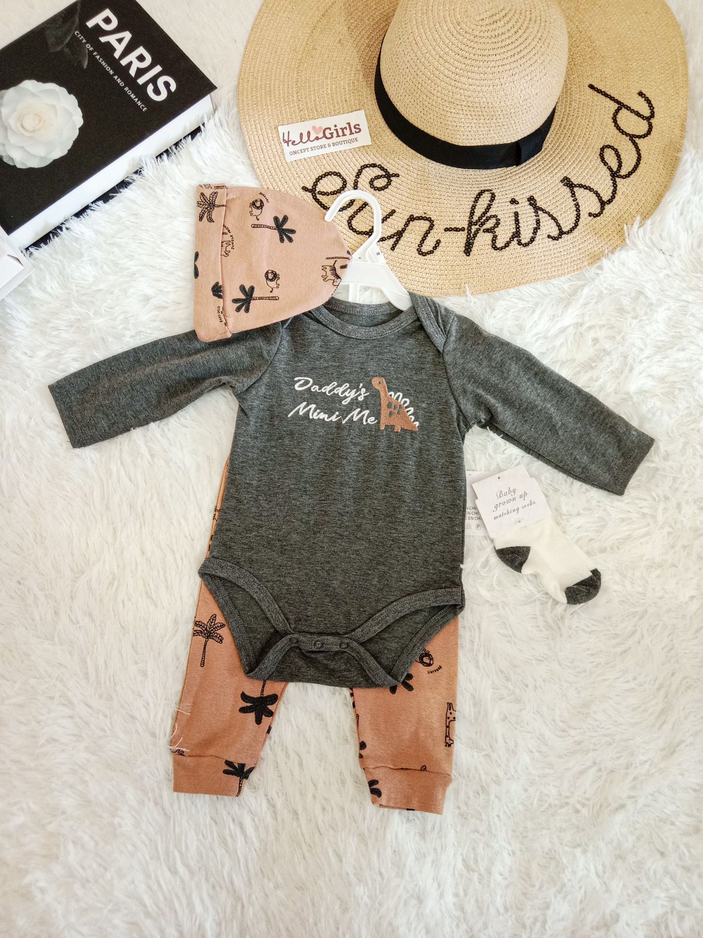 Little Sunshine 4-Piece Baby Outfit Set – Bodysuit, Pants, Hat & Socks