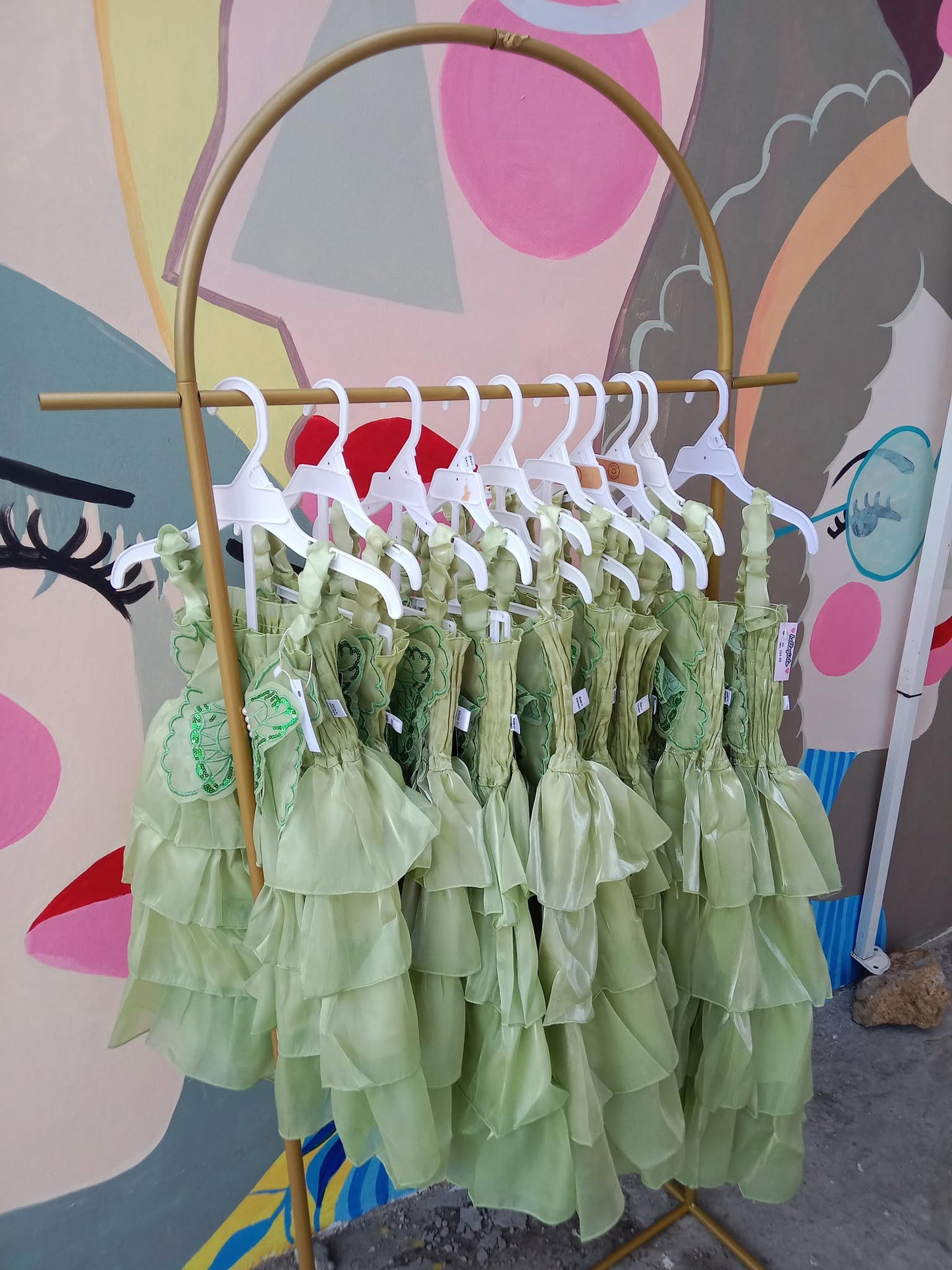 Butterfly Ruffle Dress for Girls – Layered Tulle Party Dress with Pearls
