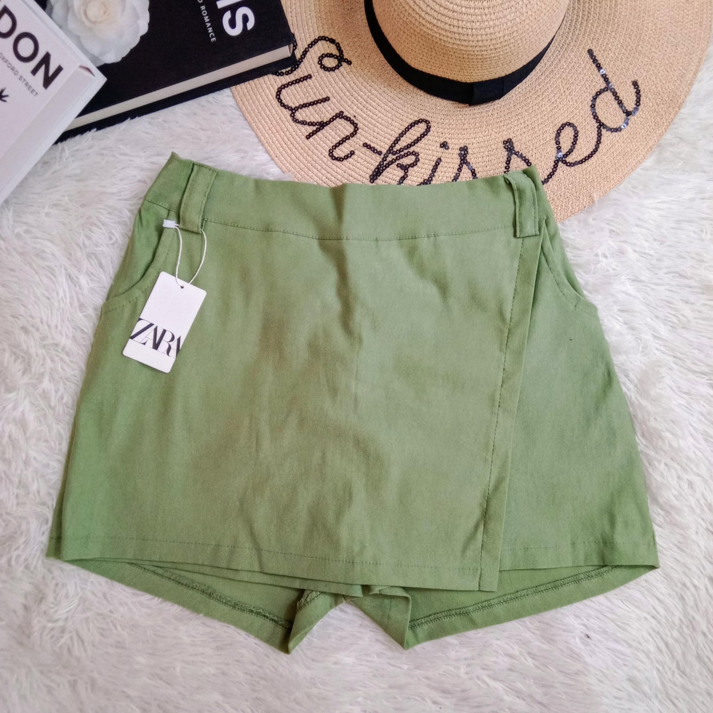 ZARA High-Waist Linen Wrap Skort – Multiple Colors Available