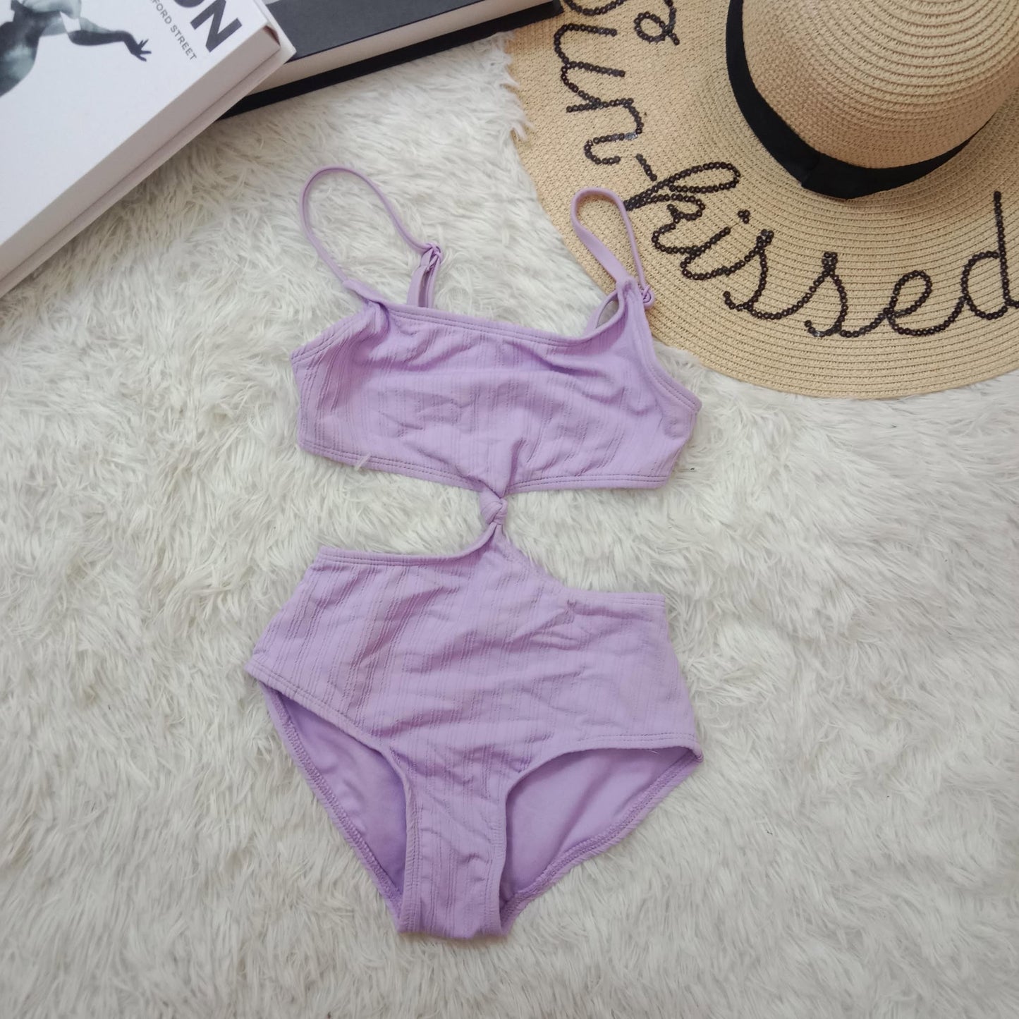 Girls One-Piece Swimsuit with Cut-Out & Knot Detail