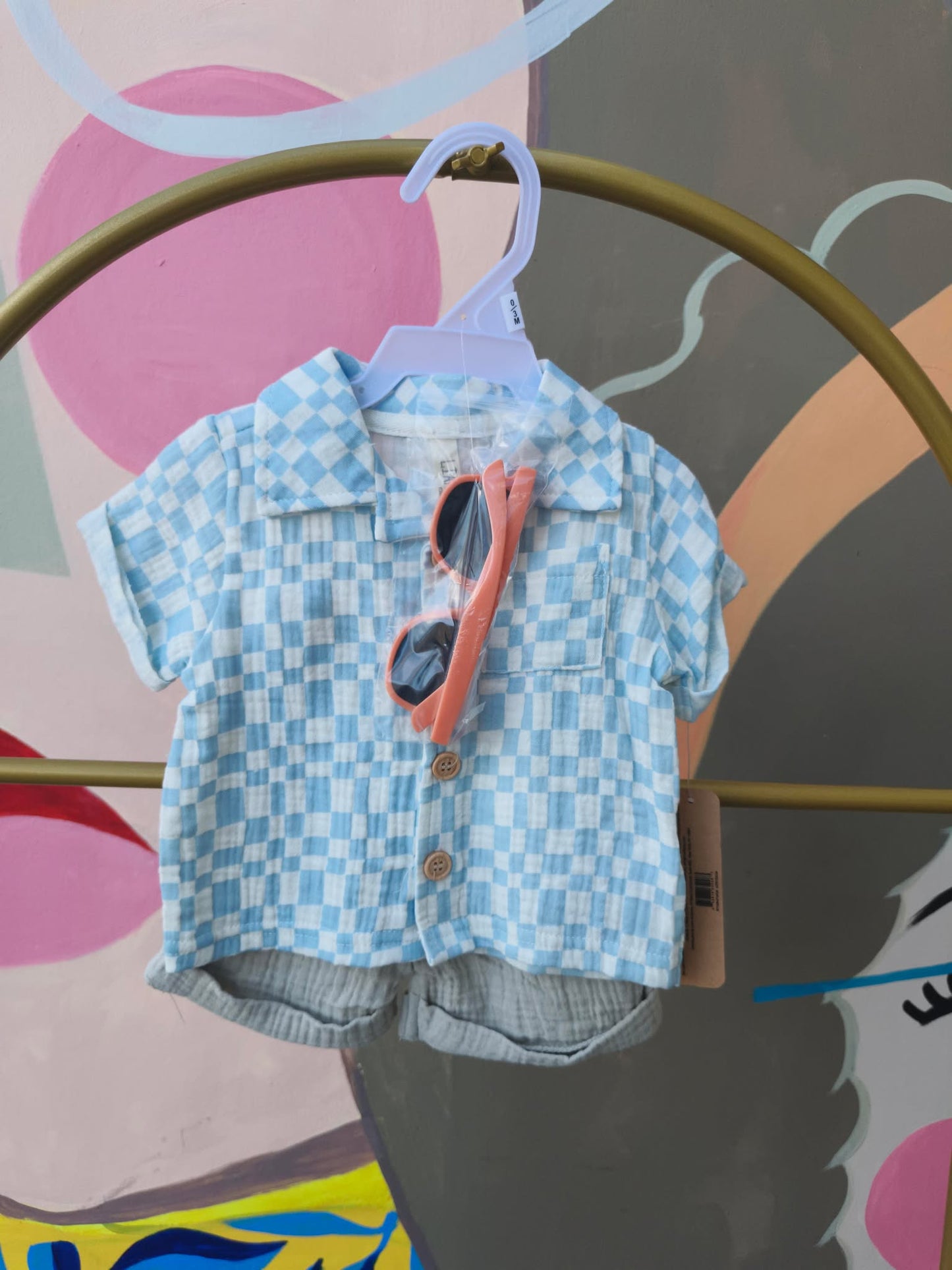 Baby Boy Summer Polo & Shorts Set with Sunglasses