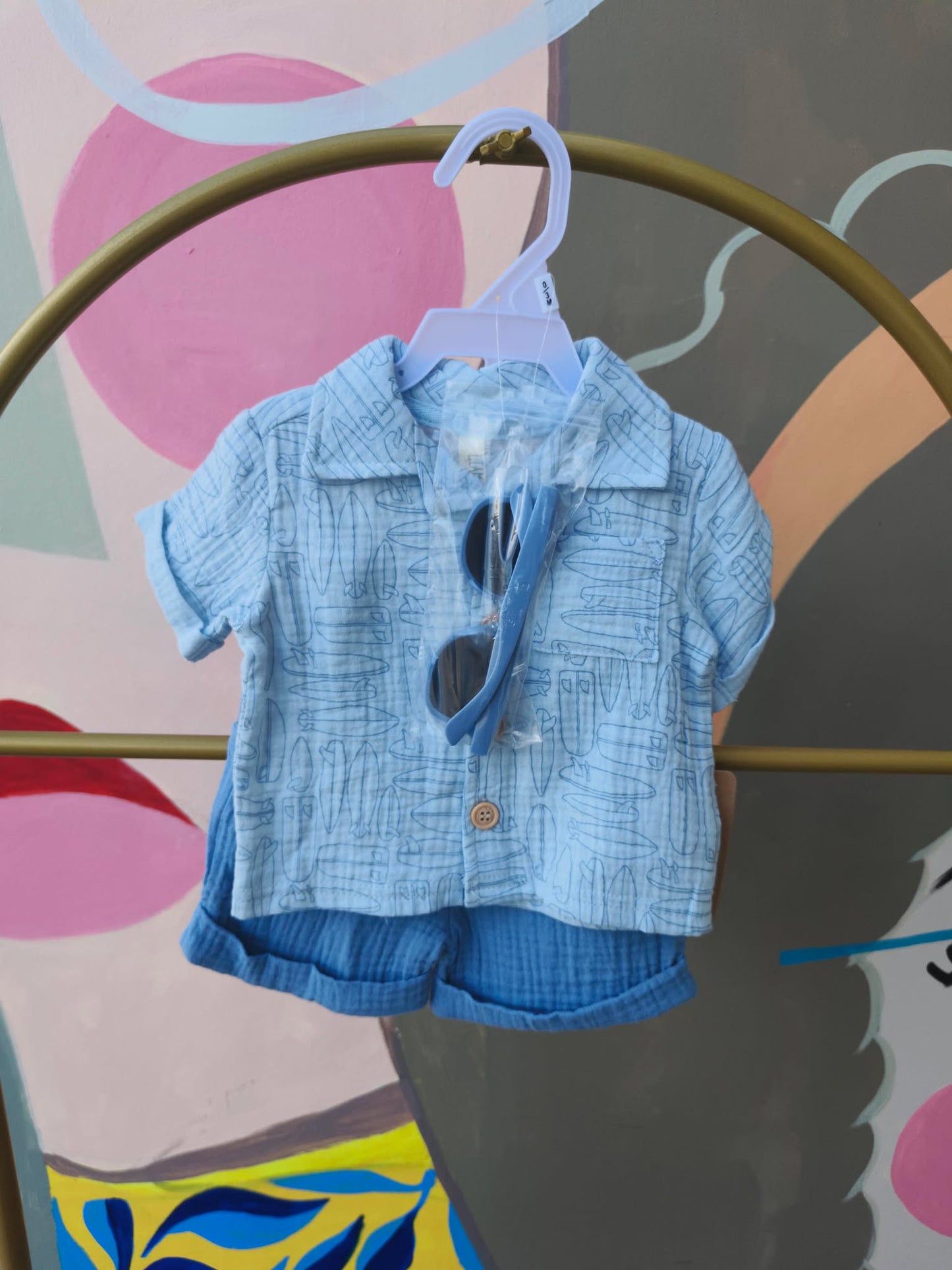 Baby Boy Summer Polo & Shorts Set with Sunglasses