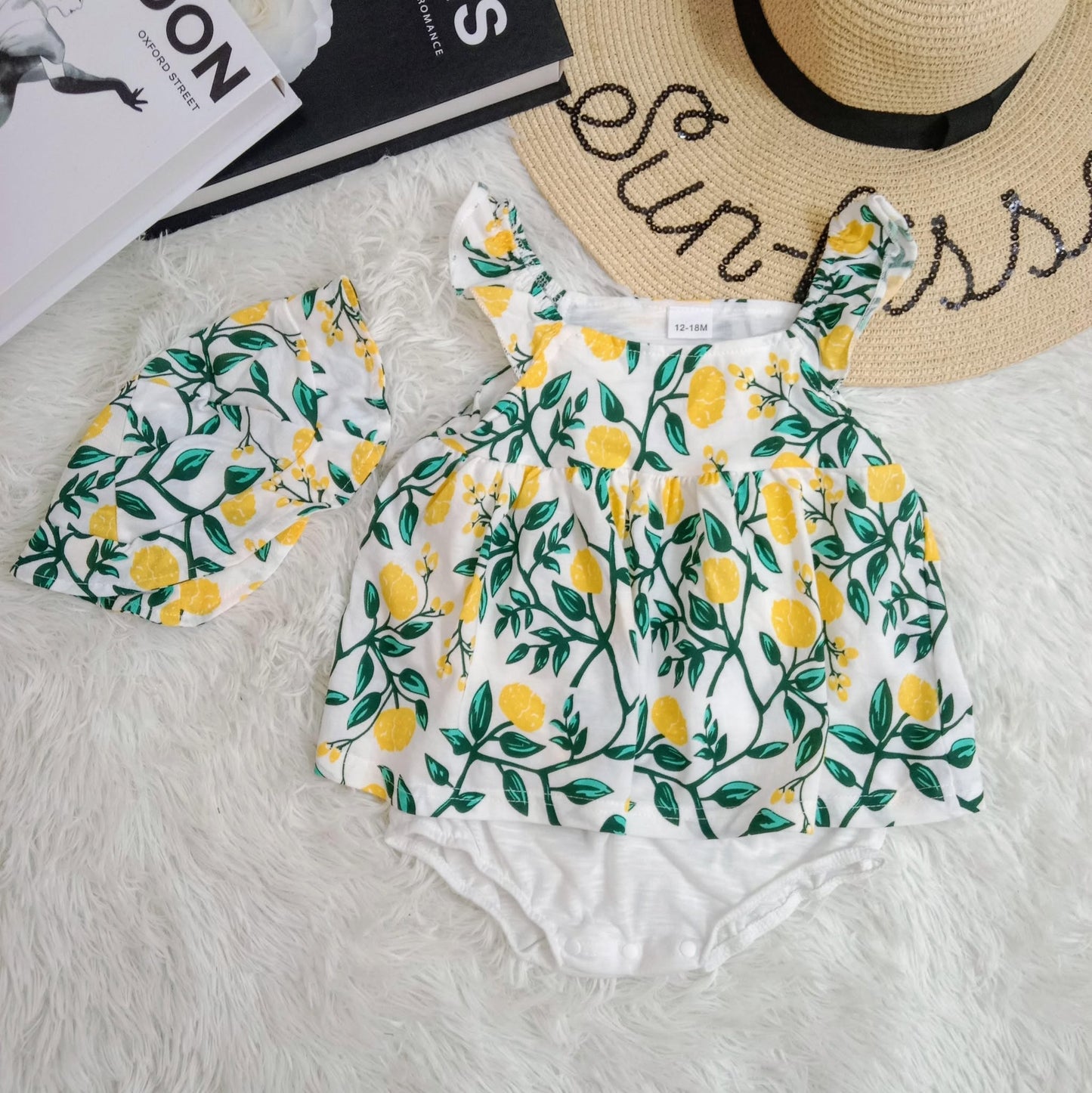 Baby Girl Sleeveless Dress & Cap
