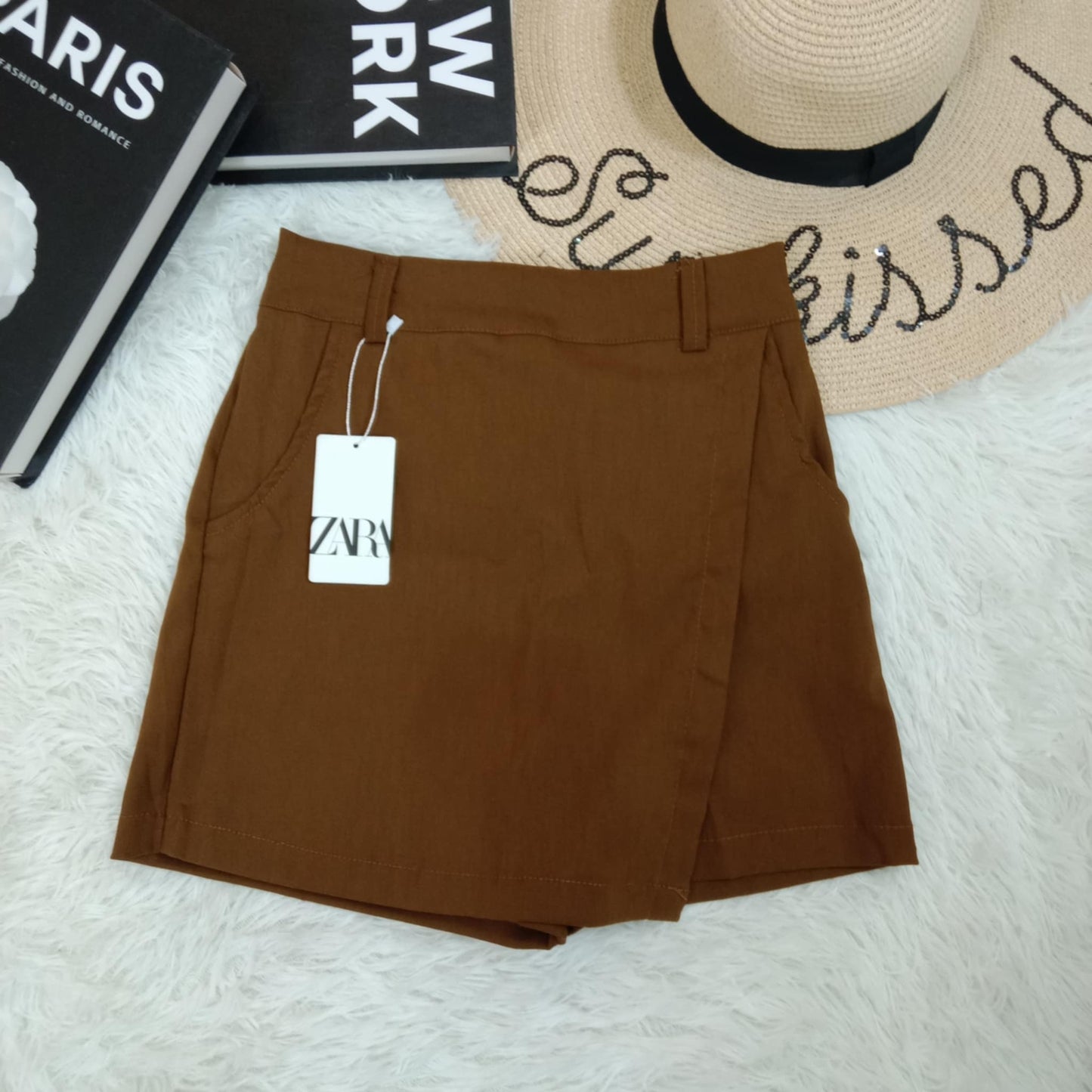 ZARA High-Waist Linen Wrap Skort – Multiple Colors Available