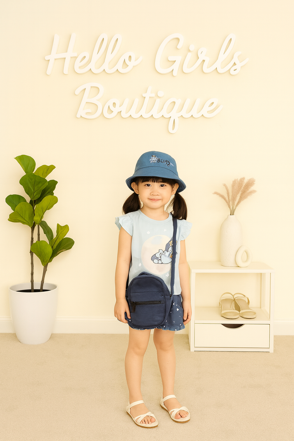 Bluey Shirt, Shorts & Hat Set for Girls