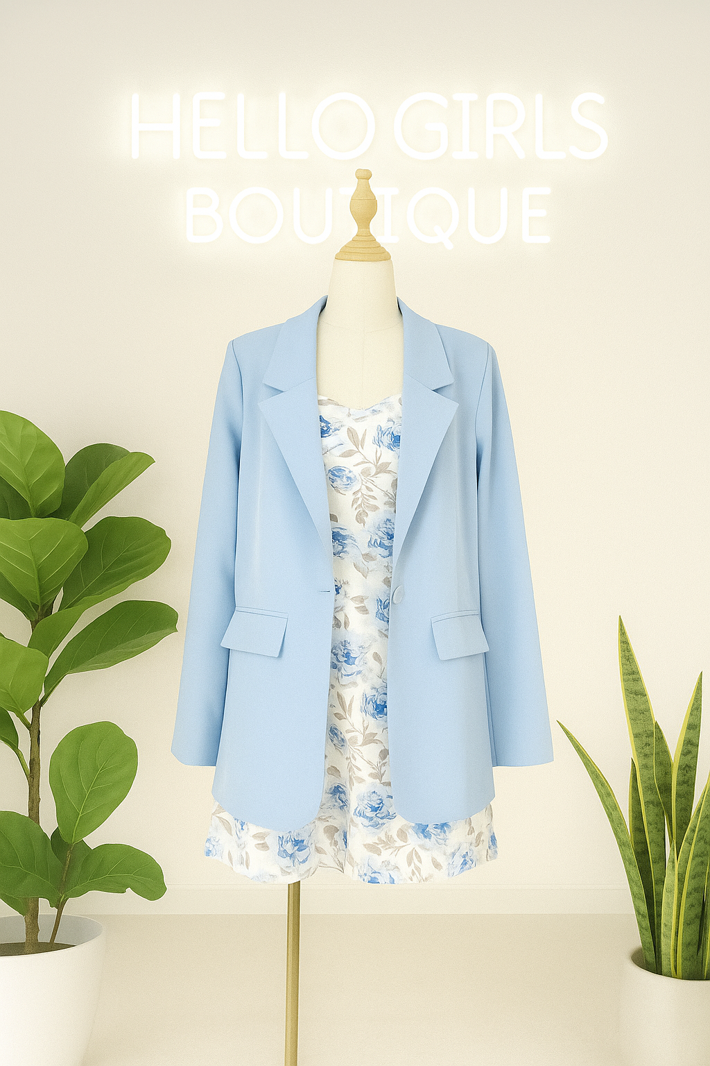 Chic Three-Piece Floral Set with Blazer