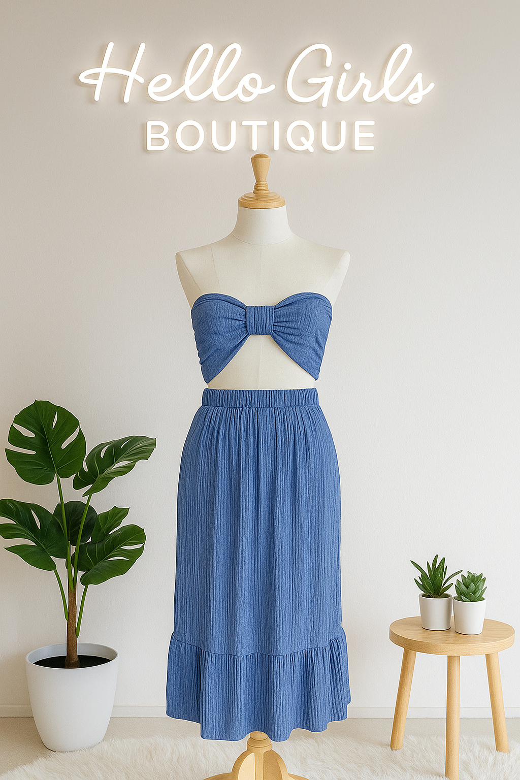 Smocked Tube Top and Maxi Skirt Set