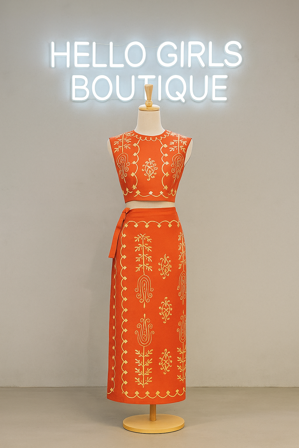 Elegant Printed Crop Top and Wrap Skirt Co-Ord