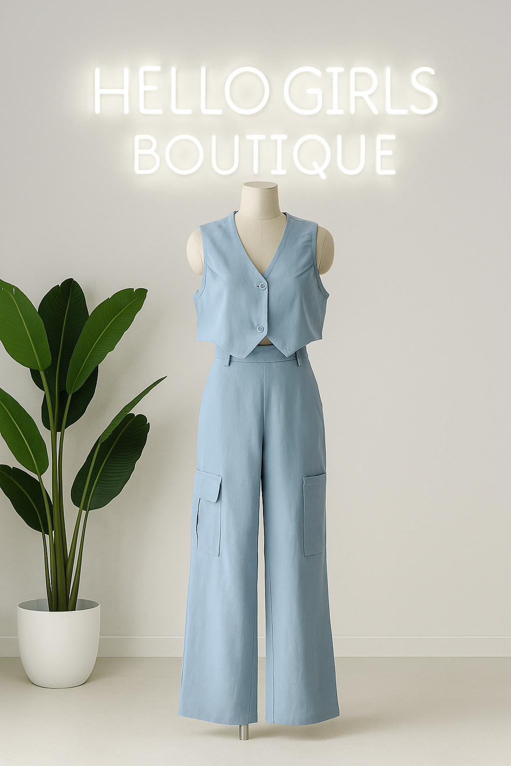 Chic Two-Piece Sleeveless Terno Set with Wide-Leg Pants