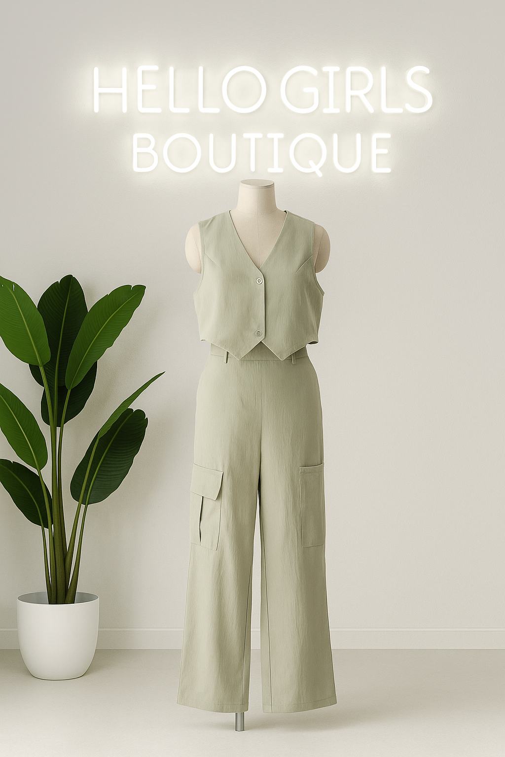 Chic Two-Piece Sleeveless Terno Set with Wide-Leg Pants
