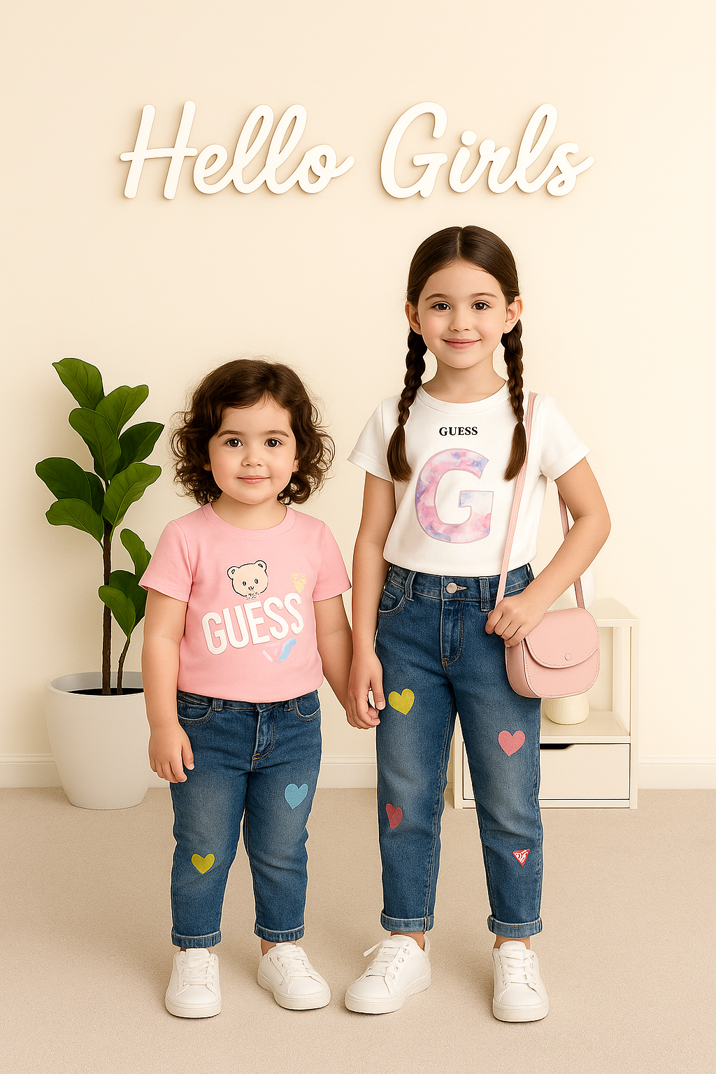 Guess Girls' Graphic Tees & Denim Jeans Set