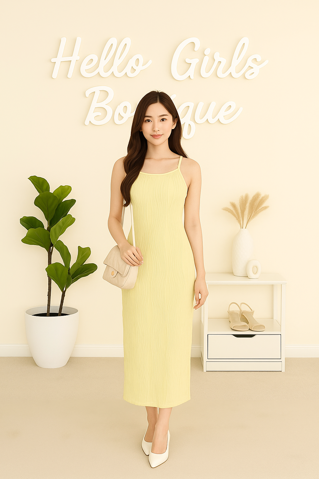 Textured Sleeveless Midi Dress – Wavy Pattern Bodycon Fit