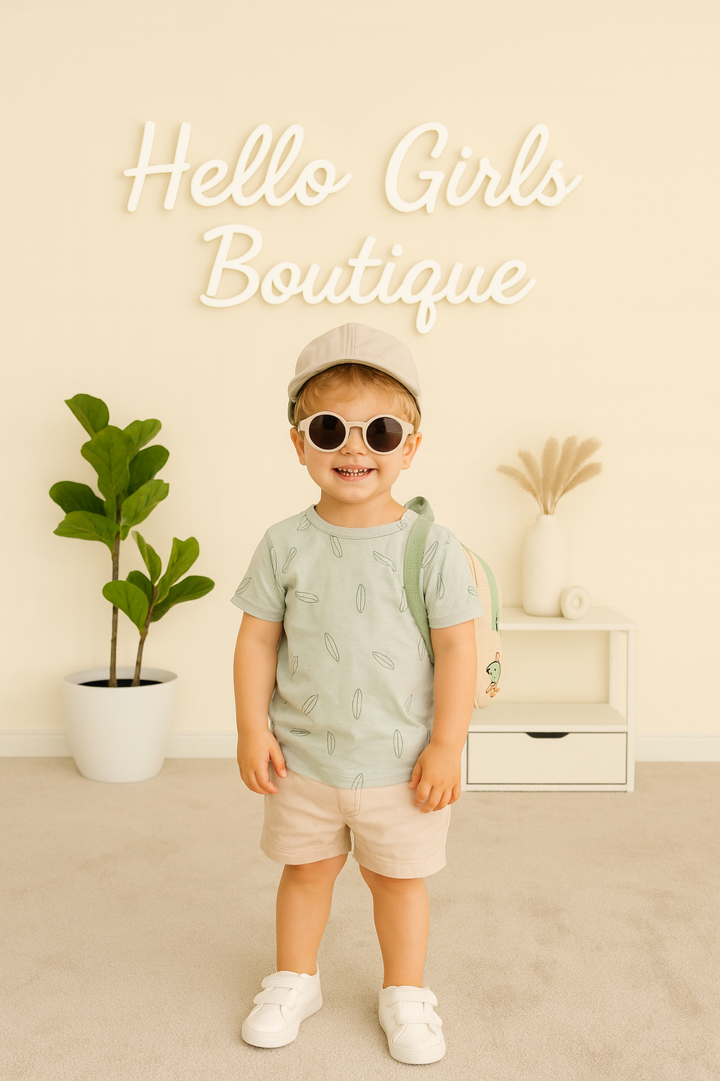 Rabbit + Bear Organic Baby Set with Printed Tee, Shorts & UV Sunglasses