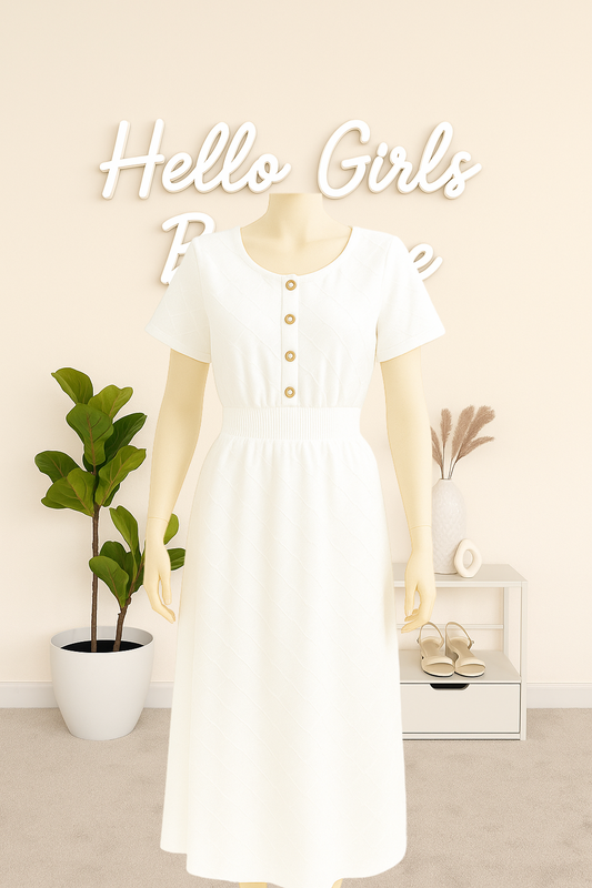 Short Sleeve Casual Smocked Waist Dress