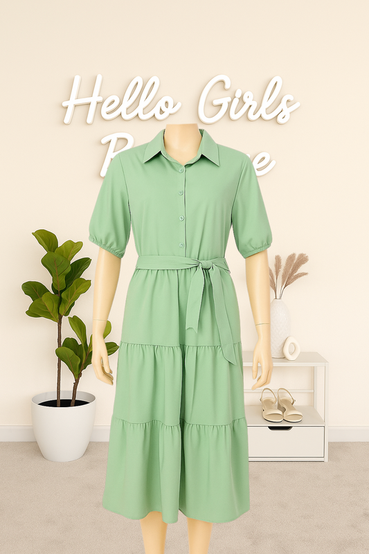 Women's Button Down Collared Midi Dress
