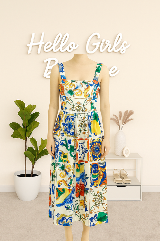 Mediterranean Mosaic Maxi Dress