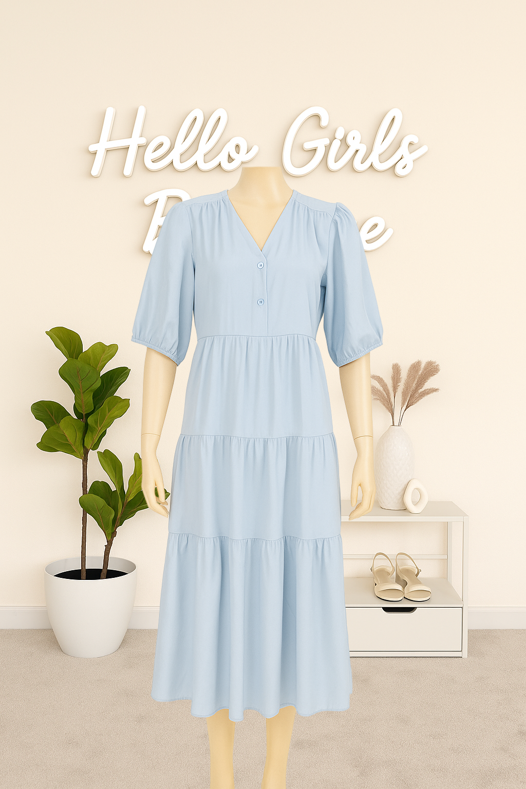 Chic Puff Sleeve Tiered Maxi Dress
