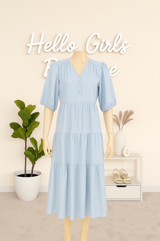 Chic Puff Sleeve Tiered Maxi Dress