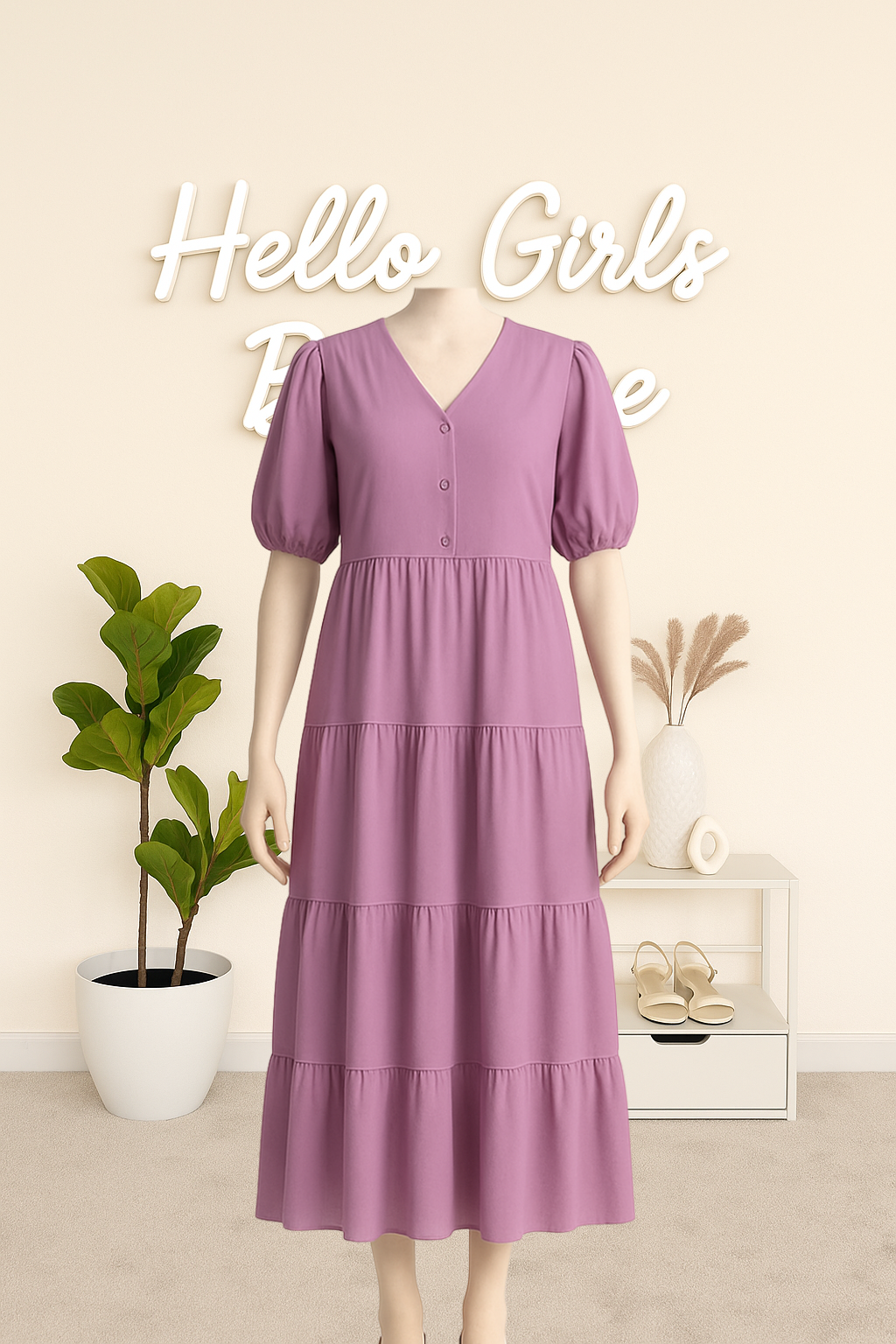 Chic Puff Sleeve Tiered Maxi Dress