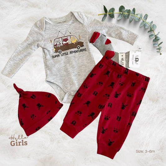 Little Sunshine 4-Piece Baby Outfit Set – Bodysuit, Pants, Hat & Socks