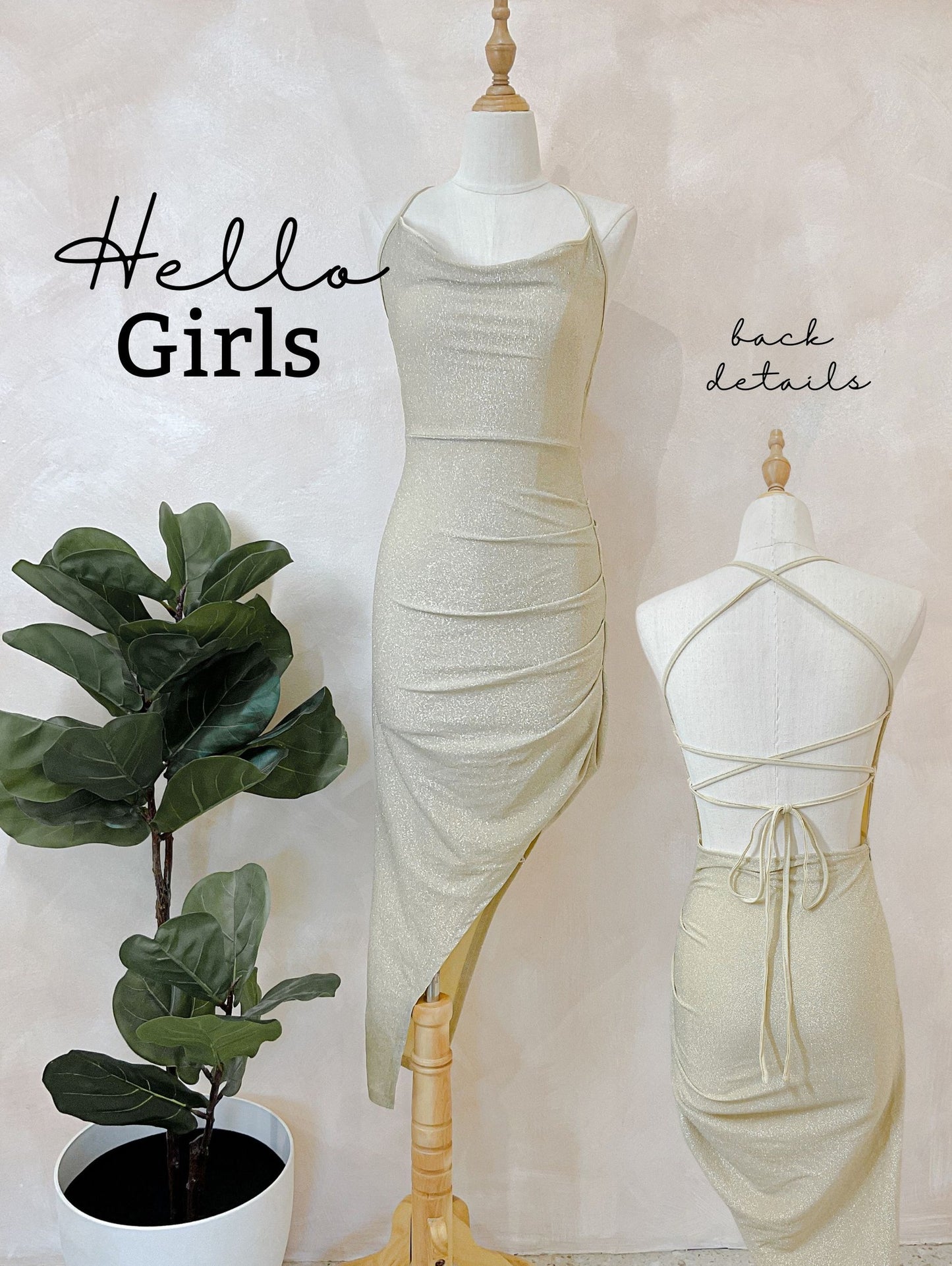 Shimmer Asymmetrical Bodycon Dress with Strappy Back