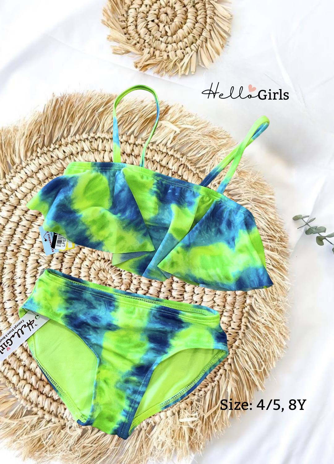 Neon Tie-Dye Ruffle Two-Piece Swimsuit for Girls