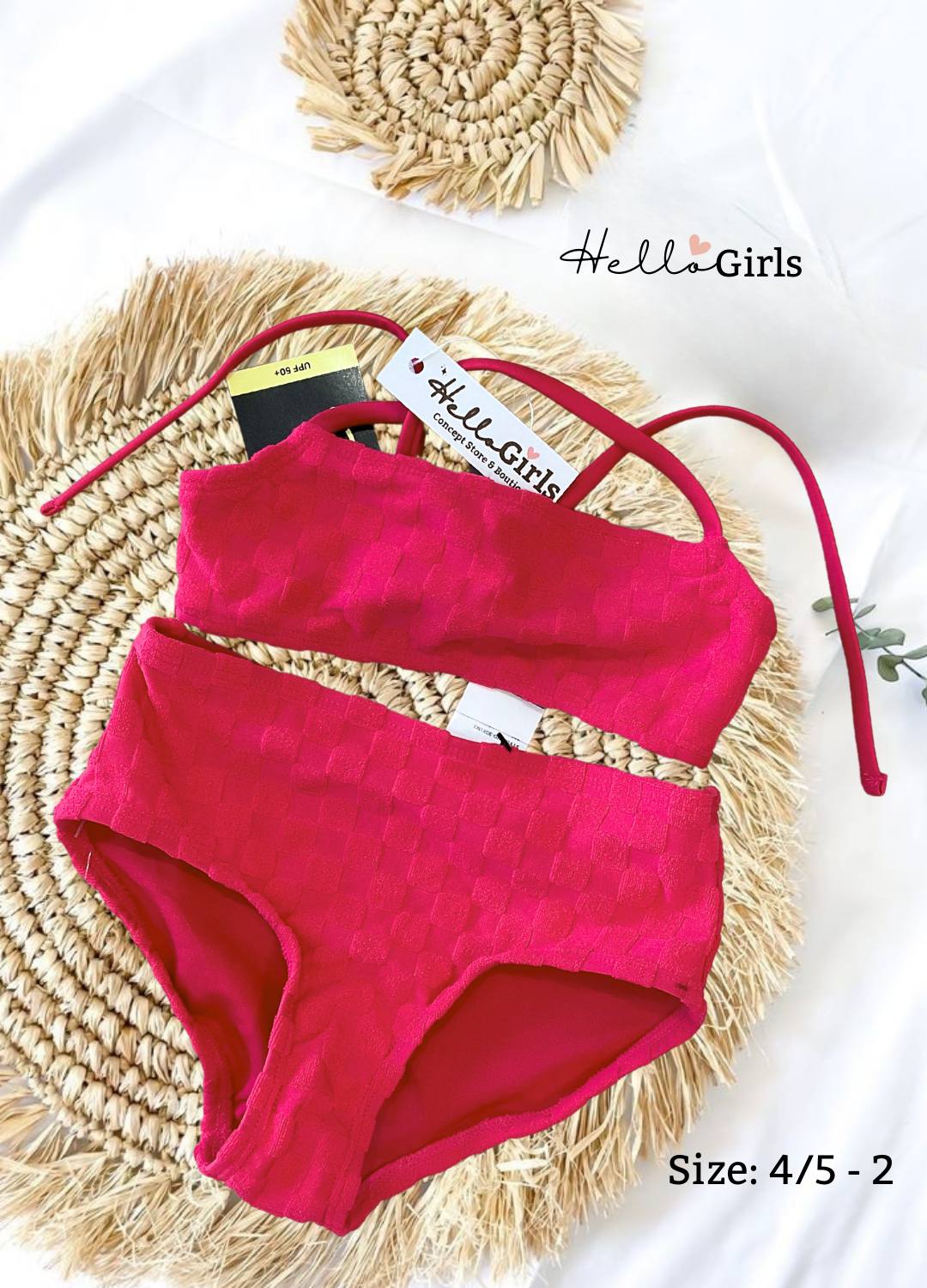 Hot Pink One-Shoulder Two-Piece Swimsuit for Girls