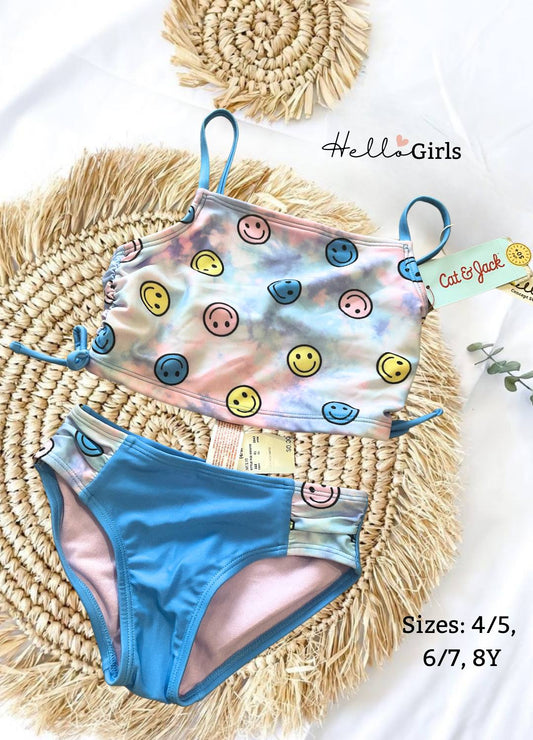 Girls' Tie-Dye Smiley Face Bikini – Cat & Jack Two-Piece Swim Set