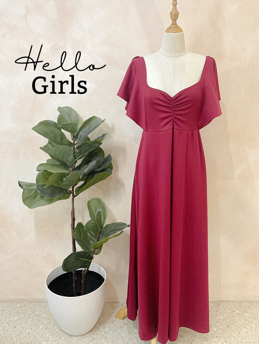 Flutter Sleeve Sweetheart Maxi Dress – Available in Multiple Colors