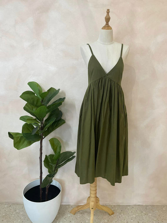 Spaghetti Strap V-Neck Babydoll Dress