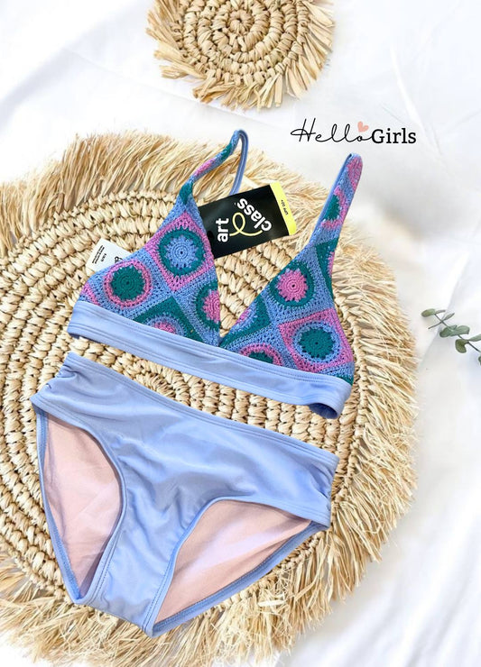 Lavender Crochet Patch Bikini Set – Boho Chic Style