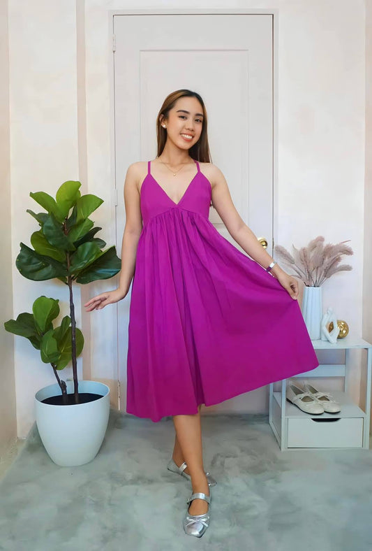Spaghetti Strap V-Neck Babydoll Dress