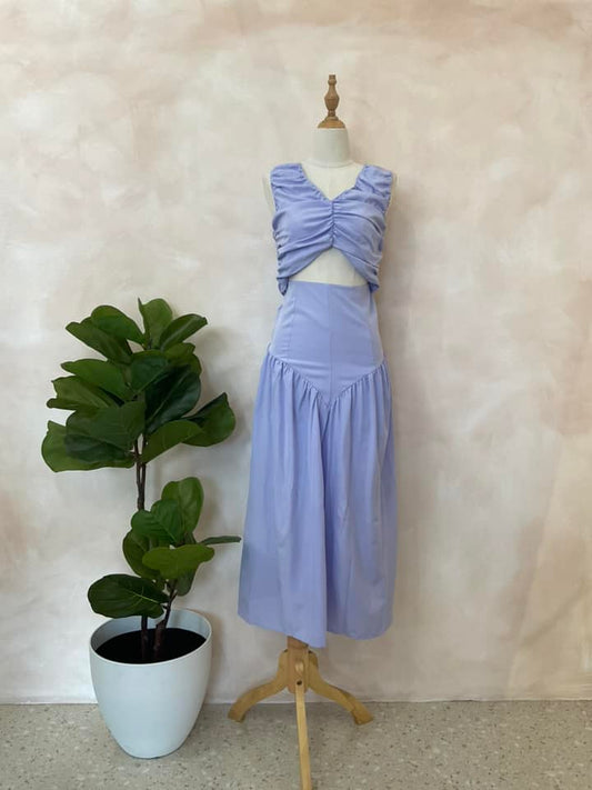 Ruched Crop Top and High-Waist Skirt Set