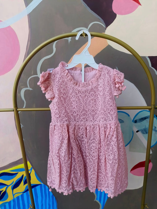 Baby Girl Lace Dress with Puff Sleeves