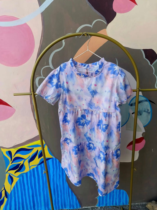 Girls’ Watercolor Ruffle Dress