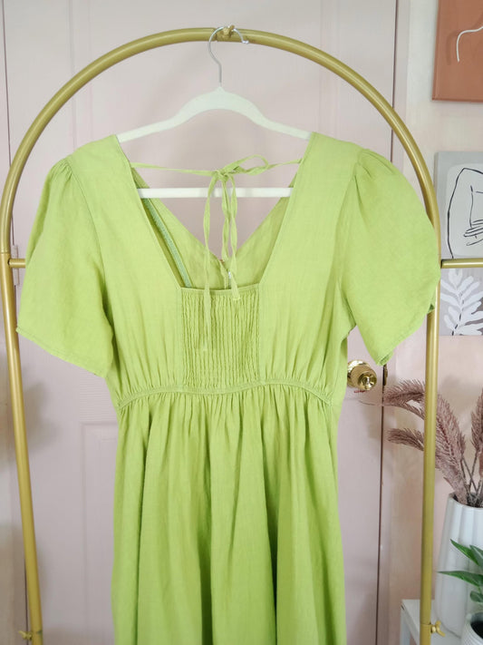 Lime Green Button-Front Mini Dress