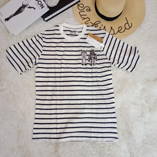 Unisex Snoopy & Woodstock Striped Tee