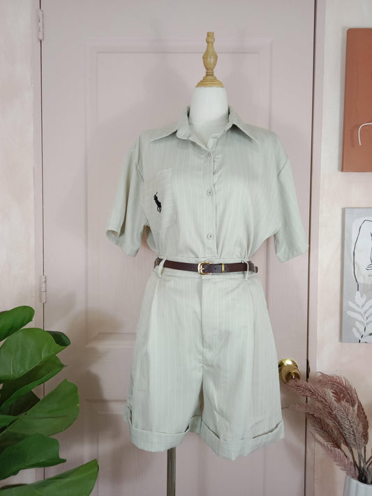 Striped Collared Top and Shorts Co-ord Set