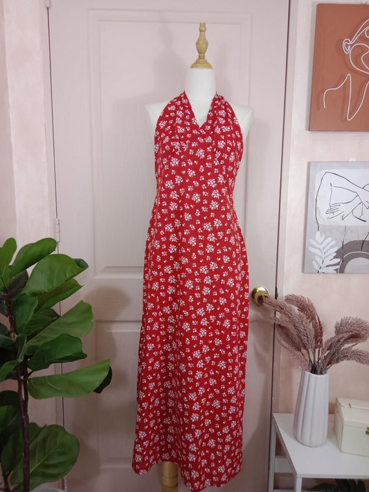 Floral Halter Neck Midi Dress