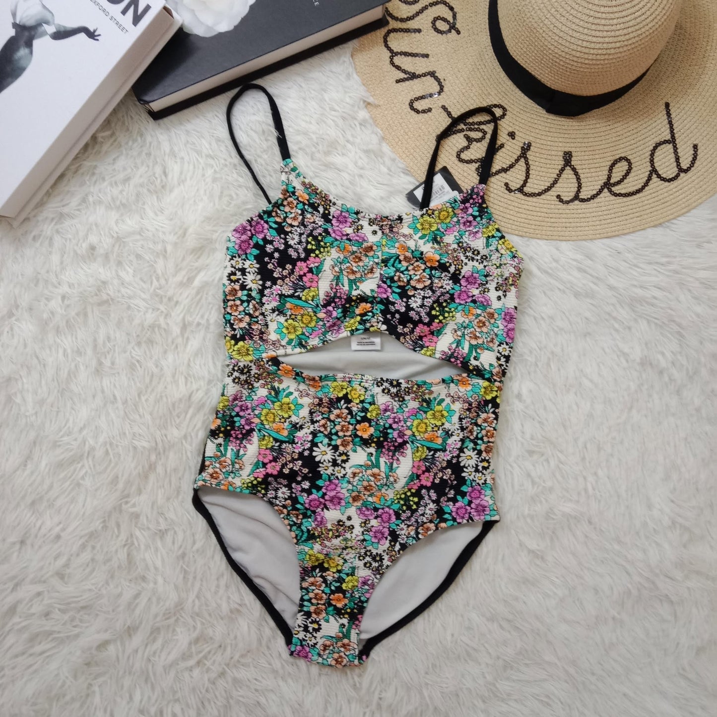 Girls’ Cutout One-Piece Swimsuit with Twist Front