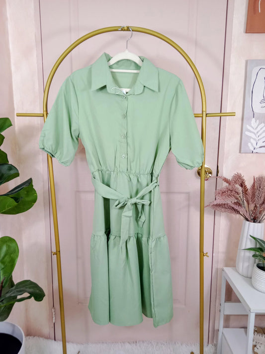 Women's Button Down Collared Midi Dress