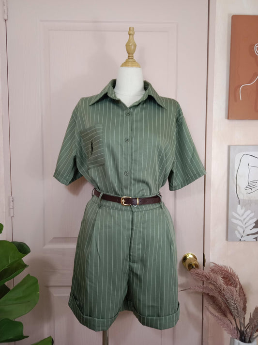 Striped Collared Top and Shorts Co-ord Set