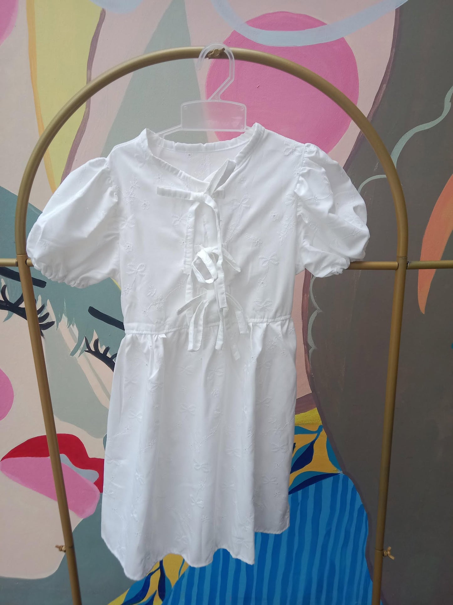 Girls’ Puff Sleeve Bow-Tie Dress