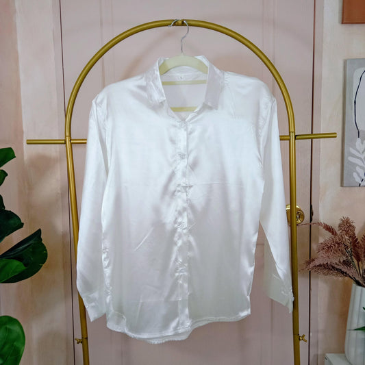 Elegant Satin Button Down Blouse