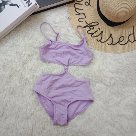 Girls One-Piece Swimsuit with Cut-Out & Knot Detail