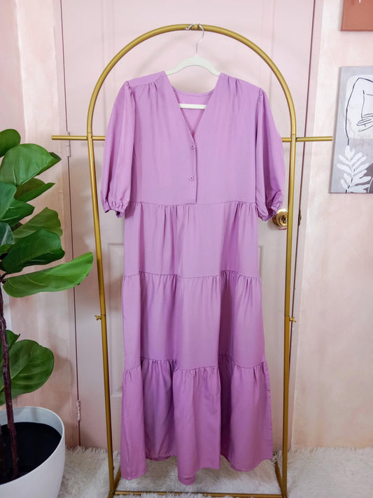 Chic Puff Sleeve Tiered Maxi Dress